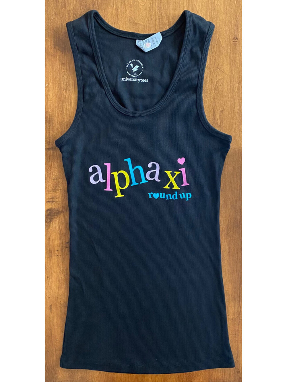 Womens ALPHA XI DELTA SORORITY SLEEVELESS TANK TOP Round Up BLACK Large